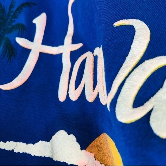 Vintage Brand New Blue Hawaii Single Stitch Puffy Vinyl Print T-Shirt Large - Picture 8 of 10